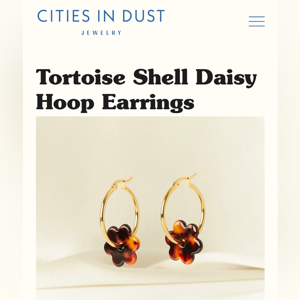 Tortoise Shell Daisy Hoop Earrings - NWOT